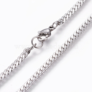 304 Stainless Steel Twisted Chain Curb Chain Necklaces, with Lobster Claw Clasps, Stainless Steel Color, 19.7 inch(50cm)(NJEW-L160-004P)