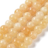 Dyed Natural Malaysia Jade Beads Strands, Round, Gold, 8mm, Hole: 1.2mm, about 23pcs/strand, 7.28 inch(18.5cm)(G-G021-02B-11)