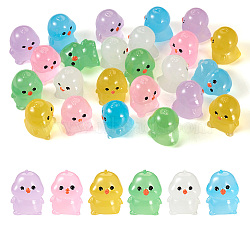 24Pcs 6 Colors Chick Luminous Resin Display Decorations, Glow in the Dark, for Car or Home Office Desktop Ornaments, Mixed Color, 15x15x20mm, 4pcs/color(DJEW-TA0001-10)