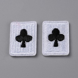 Playing Card Theme Polyester Embroidery Cloth Iron on/Sew on Patches, Costume Accessories, Rectangle, Club, 27x19x2mm(PATC-WH0001-113A)