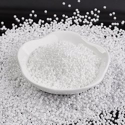TOHO Japanese Seed Beads, Round, 11/0 Opaque-Rainbow, AB Color, White, 2x1.5mm, Hole: 0.5mm, about 933pcs/10g(X-SEED-F002-2mm-401)