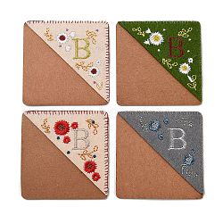 4Pcs Letter Personalized Hand Embroidered Corner Bookmarks, Four Season Flower Embroidered Bookmarker for Books Reading Gift, Letter.B, 95x95mm(JX587B)