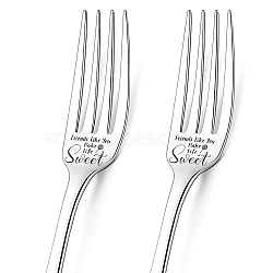 Globleland Word Pattern 304 Stainless Steel Fork, with Coated Paper Cutlery Storage Box, Lollipop Pattern, 200x24mm, Fork: 2pcs/box(AJEW-GL0001-17C)