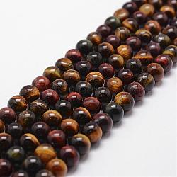 Natural Tiger Eye Bead Strands, Round, 8mm, Hole: 1mm, about 49pcs/strand, 15 inch(G-D840-86-8mm)