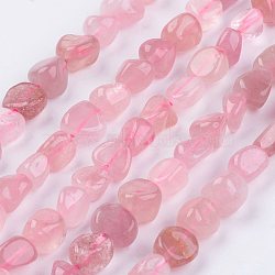 Natural Rose Quartz Beads Strands, Tumbled Stone, Nuggets, 2~11x4~8x2~4mm, Hole: 1mm, about 62pcs/strand, 15.74 inch(G-F439-01)