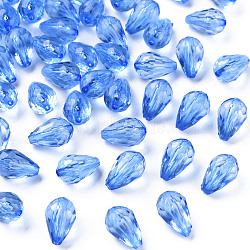 Transparent Acrylic Beads, Faceted, Teardrop, Cornflower Blue, 12x8mm, Hole: 1.5mm, about 1338pcs/500g(MACR-S373-59B-B03)