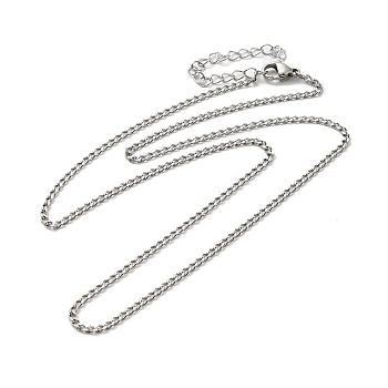 304 Stainless Steel Curb Chain Necklace, for Beadable Necklace Making, Stainless Steel Color, 17.95 inch(45.6cm)