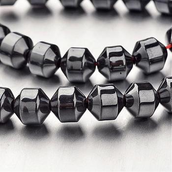 Non-magnetic Synthetic Hematite Bead Strands, Bicone, Original Color, 6x6mm, Hole: 1mm, about 61pcs/strand, 15.7 inch