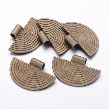 Tibetan Style Alloy Pendants, Half Flat Round, Antique Bronze, Lead Free and Cadmium Free, 23x34mm, Hole: 3.5mm