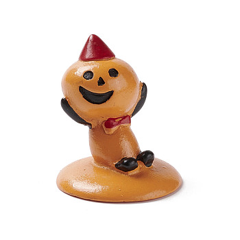 Halloween Theme Mini Resin Home Display Decorations, Leaning Clown Pumpkin Character, Orange, 29x34.5mm
