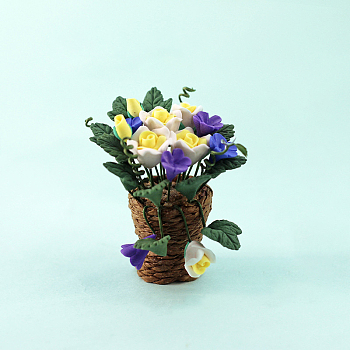 Miniature Flower Pot Culture Ornaments, Micro Landscape Garden Dollhouse Accessories, Simulation Prop Decorations, Yellow, 35x50mm