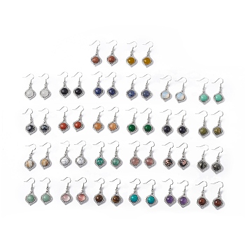 Gemstone Vase Dangle Earrings, Platinum Brass Jewelry for Women, 40mm, Pin: 0.5mm