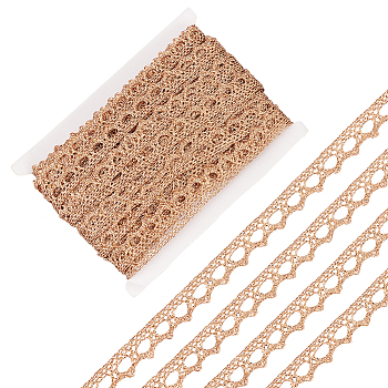 Metallic Lace Trim, Craft Ribbon for Bridal Costume Crafts and Sewing, Champagne Gold, 3/8 inch(9~10mm), about 20 Yards/card
