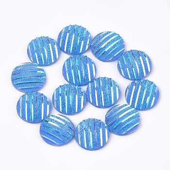 Resin Cabochons, Flat Round, Cornflower Blue, 12x3~3.5mm
