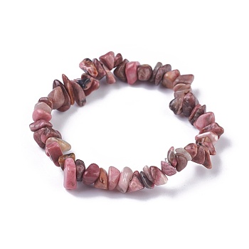 Natural Rhodochrosite Beads Stretch Bracelets, with Korean Elastic Crystal Thread, 2 inch~2-1/8 inch(5.2~5.3cm)