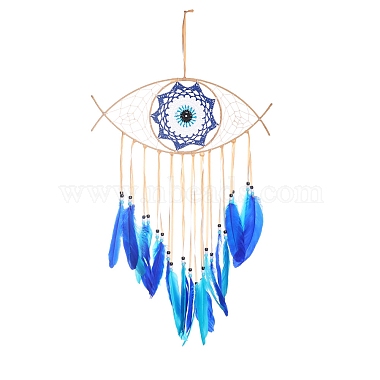 Dodger Blue Evil Eye Feather Decoration