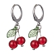 Cherry Glass with Acrylic Dangle Leverback Earrings(EJEW-JE05612)-1