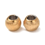 304 Stainless Steel Spacer Beads, Ion Plating(IP), Corrugated Round, Real 18K Gold Plated, 6mm, Hole: 3mm(STAS-L318-08G-02)
