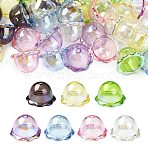 35Pcs 7 Colors UV Plating Acrylic Bead Caps, Flower, Mixed Color, 15.5x24x24mm, Hole: 3mm(OACR-CJ0002-36)