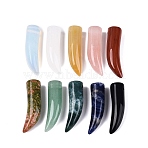 Natural & Synthetic Mixed Stone Pendants, Ox Horn Charms, 35~38x10~14x10~11mm, Hole: 1.2~1.5mm(G-Q602-10)