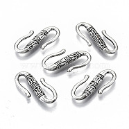 Tibetan Style Alloy S-Hook Clasps, Cadmium Free & Lead Free, Antique Silver, 22x12x3.5mm, about 700pcs/1000g(TIBE-N011-22AS-RS)