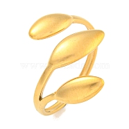 Ion Plating(IP) Leaf 304 Stainless Steel Open Cuff Finger Rings for Women, Real 18K Gold Plated, 20mm, Inner Diameter: 18mm(RJEW-P114-09G)