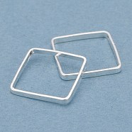 Brass Linking Rings, Long-Lasting Plated, Square, 925 Sterling Silver Plated, 10x10x1mm, Inner Diameter: 9x9 mm(KK-Y003-01E-S)