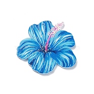 Double-sided Printed Opaque Acrylic Pendants, Flower, Dodger Blue, 36.5x39x2.4mm, Hole: 1.5mm(MACR-F075-02B)