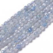 Natural Aquamarine Beads Strands, Faceted, Round, 3~3.5x2.5~3mm, Hole: 0.3mm, about 114~141pcs/strand, 15.1~16.4 inch(38.4~41.8cm)(X-G-F596-26-3mm)