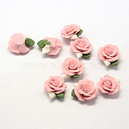 Handmade Porcelain Cabochons, China Clay Beads, Flower, Pink, 23~25x20.5~21x10~11mm(PORC-S1003-06A)