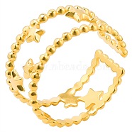 Minimalist Stainless Steel Star Open Cuff Ring for Women Men, Golden(SR0563-2)