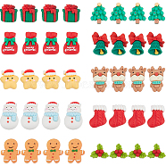 SUNNYCLUE 40Pcs 10 Styles Christmas Theme Opaque Resin Cabochons, Snowman & Reindeer & Lucky Bag, Mixed Shapes, Mixed Color, 21~31x15~24x5~9mm, 4pcs/style(CRES-SC0002-57)