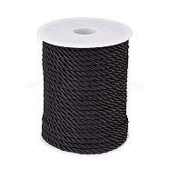 3-Ply Polyester Cords, Binding Rope with Decorative Rope, Plastic Clasp Hand Cord, Black, 5mm, 30m/roll(OCOR-TAC0009-03A)