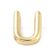 Rack Plating Brass Beads, Cadmium Free & Lead Free, Long-Lasting Plated, Real 18K Gold Plated, Letter U, 14.5x12x4.5mm, Hole: 1.5x10.5mm(KK-A208-10U)