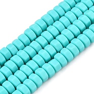 Handmade Polymer Clay Beads Strand, Hexagon, Pale Turquoise, 6x6.5x3.5mm, Hole: 1.4mm, about 109~110pcs/strand, 15.63~15.79 inch(39.7~40.1cm)(CLAY-T021-01M)