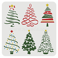 Large Plastic Reusable Drawing Painting Stencils Templates, for Painting on Scrapbook Fabric Tiles Floor Furniture Wood, Square, Christmas Tree Pattern, 300x300mm(DIY-WH0172-735)