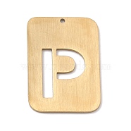 Ion Plating(IP) 304 Stainless Steel Pendants, Rectangle with Alphabet, Hollow, Letter.P, 32x22x1mm, Hole: 1.5mm(STAS-K216-49P-G)