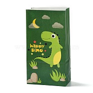 Kraft Paper Bags, No Handle, Wrapped Treat Bag for Birthdays, Baby Showers, Rectangle with Dinosaur Pattern, Green, 24x13x8.1cm(CARB-D012-03I)