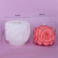 Valentine's Day 3D Rose Flower Pillar DIY Silicone Candle Molds, Aromatherapy Candle Moulds, Scented Candle Making Molds, White, 9.2x7.7cm(PW-WG36229-02)