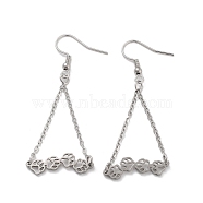 304 Stainless Steel Dangle Earrings, Cat Paw Print, Stainless Steel Color, 57x23.5mm(EJEW-P271-10P)