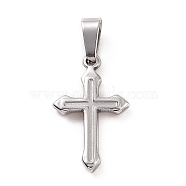 Vacuum Plating 201 Stainless Steel Pendants, Cross Charms, Stainless Steel Color, 19x11.5x2mm, Hole: 6x2.5mm(STAS-A073-10P)