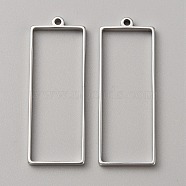 304 Stainless Steel Open Back Bezel Pendants, For DIY UV Resin, Epoxy Resin, Pressed Flower Jewelry, Stainless Steel Color, Rectangle, 47x17.5x3mm, Hole: 1.8mm, Inner Diameter: 42x15.5mm(FIND-WH0152-123E)