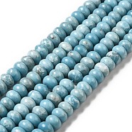 Natural Gemstone Beads Strands, Imitation Larimar, Dyed, Rondelle, Sky Blue, 10x6mm, Hole: 1.2mm, about 61pcs/strand, 14.80 inch(37.6cm)(G-F730-04C)