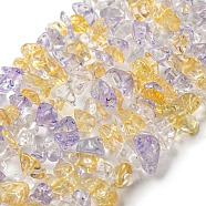 Crackle Glass Bead Strands, Imitation Ametrine, Chip, Dyed, Purple, 3~5x7~13x2~4mm, Hole: 0.4mm, 34.9 inch(G-F328-18-A)