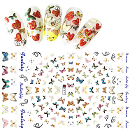 Nail Art Stickers, Self-adhesive, For Nail Tips Decorations, Butterfly, Colorful, 123x80mm(X-MRMJ-Q080-F177)