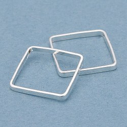 Brass Linking Rings, Long-Lasting Plated, Square, 925 Sterling Silver Plated, 10x10x1mm, Inner Diameter: 9x9 mm(KK-Y003-01E-S)