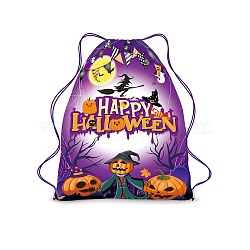 Polyester Backpacks, Nylon Rope Drawstring Bags, Halloween Theme, Blue Violet, 342x283x0.2mm(AJEW-H139-01A)