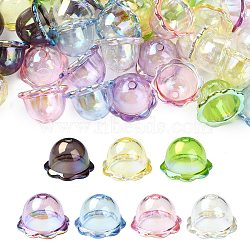35Pcs 7 Colors UV Plating Acrylic Bead Caps, Flower, Mixed Color, 15.5x24x24mm, Hole: 3mm(OACR-CJ0002-36)