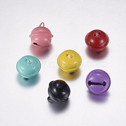 Iron Bell Pendants, Round, Mixed Color, 24x22mm, Hole: 3.5x5mm(X-IFIN-F142-05M)