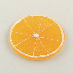 Resin Fruit Pendants, Lemon/Flat Round, Orange, 48x3mm, Hole: 2mm(X-RESI-R130-02)